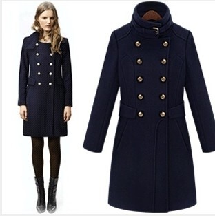 Spring and Autumn Fashion Double-breasted Slim Wool Overcoat