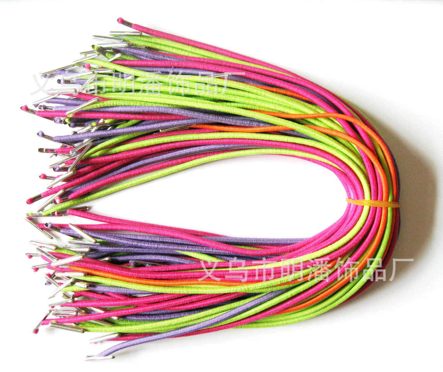 供应松紧绳打扣 面具挂绳 不锈钢绳头扣2.5MM粗，30CM总长