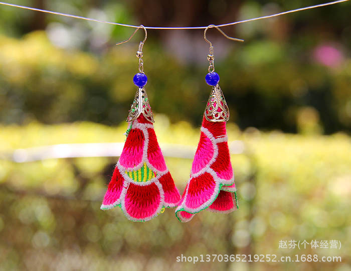 布艺喇叭花耳环