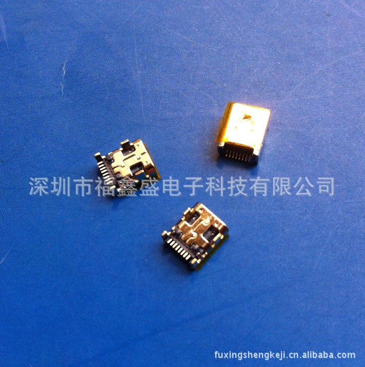 供应MINIUSB母座8P/5P沉板式贴片插座连接器