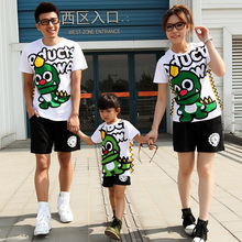 厂家供应热卖网店代理一件代发夏装韩版恐龙亲子装套装16kl