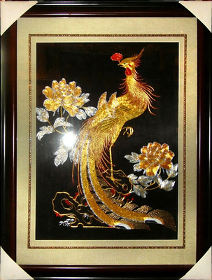 Suzhou embroidery 3D three-dimensional Hand-embroidered Dragon Phoenix Lions Jubilation Lucky draw Home new year Gifts Gold embroidered dish