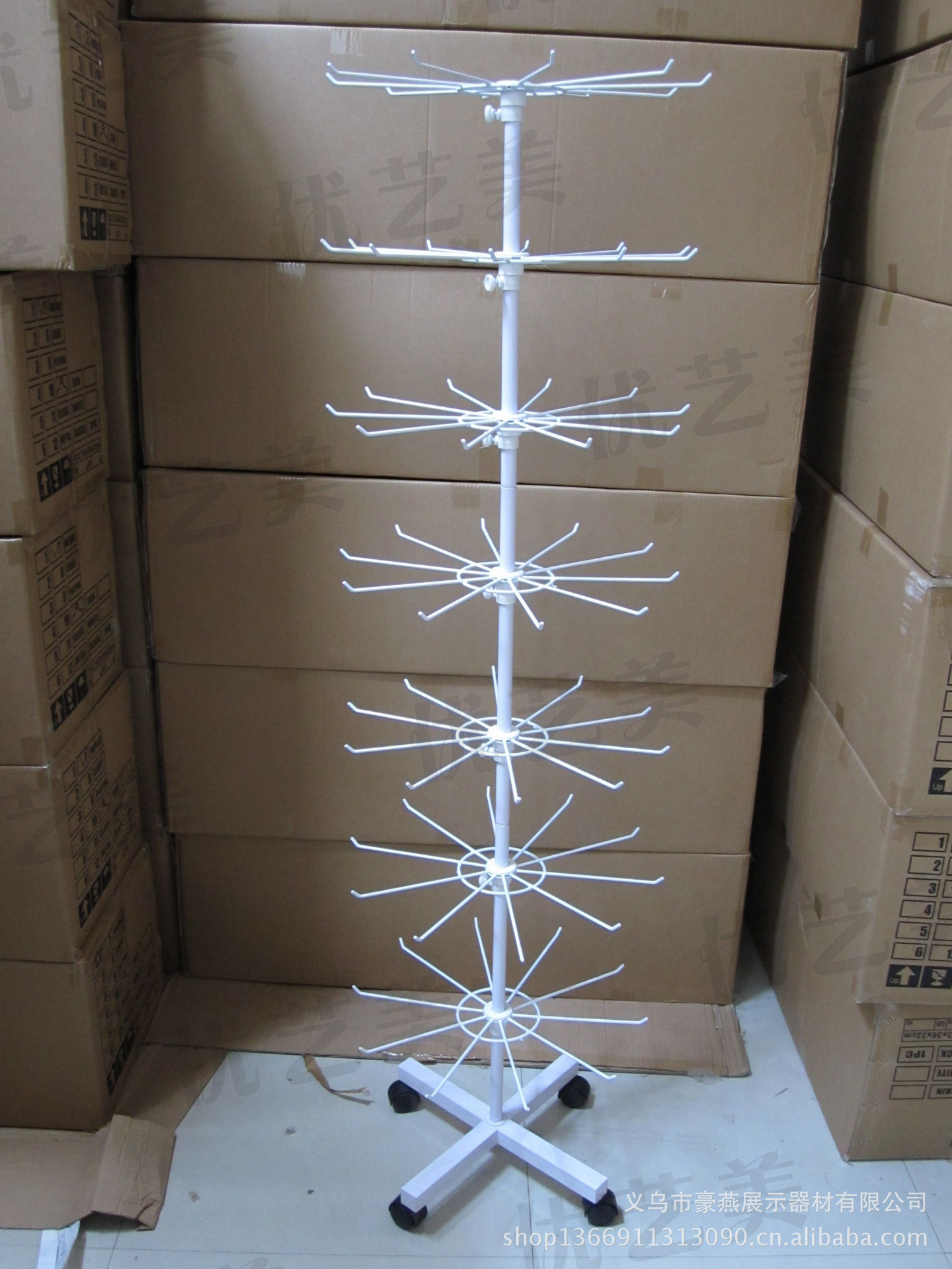 豪燕七层架 批发金属旋转产品展示架 铁质活动展架 饰品展示架