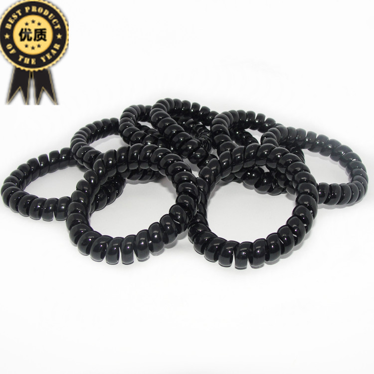 黑色大号电话线发圈 日韩热卖头绳 果冻色电话线发圈皮筋厂家精品|ru