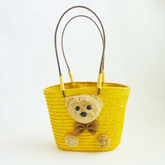 Women's Medium Straw Bear Solid Color Cute Square String Straw Bag display picture 8