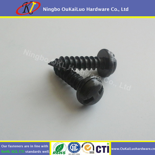 装修用碳钢氧化发黑H槽盘头尖尾自攻防盗螺丝螺钉