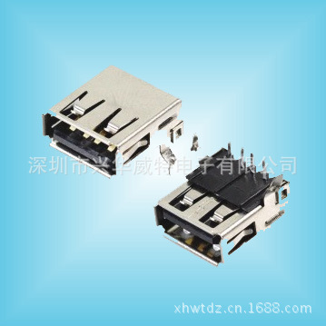 USB A母座 90度 反向型 电脑usb 母座连接器 USB JACK