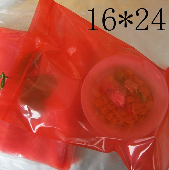 PE8号16*24*13丝加厚红色自封袋 收藏袋 密封袋 批发透光袋 100个