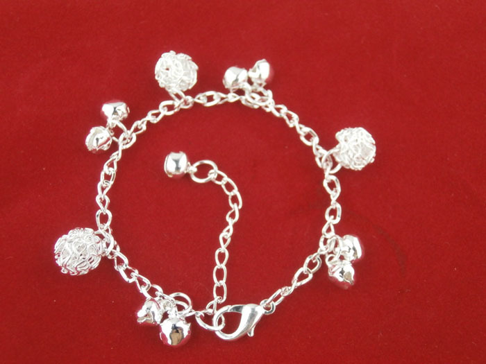 Silver Bracelet National Style New Bracelet Bell Alloy Ball Plating Thick display picture 2