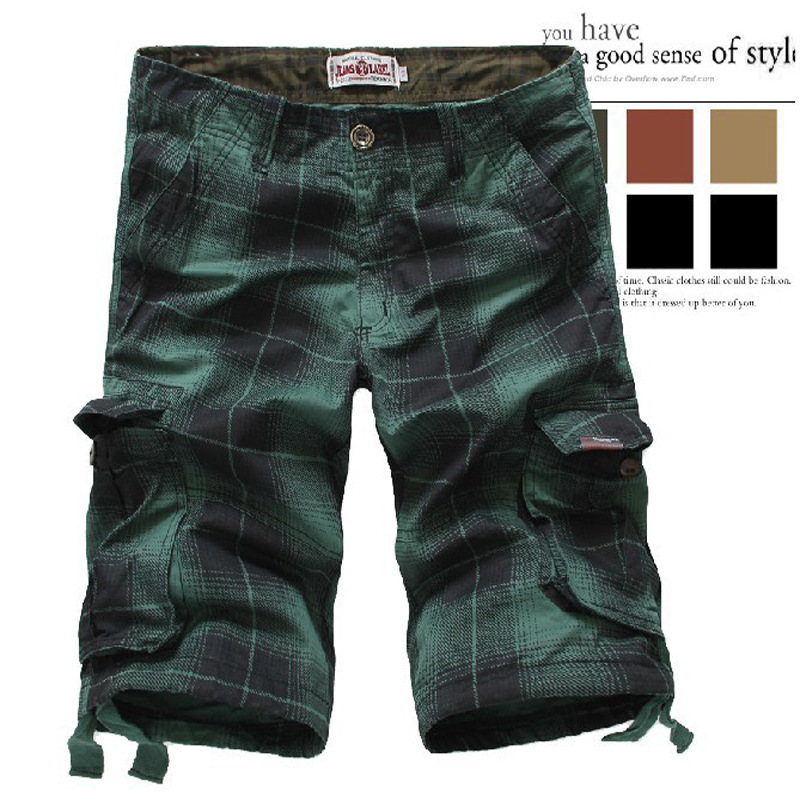 Broken size special European size pants cotton plaid cargo pants pants men's multi-pocket large size pants