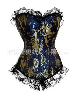 Внешнеторговля Корсет Blue chrysanthemum большого размера с косточками дворцовый корсет дропшиппинг