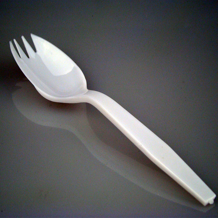 DFS1黑白款PS材质独立包装一次性叉勺可定制logo带餐巾纸