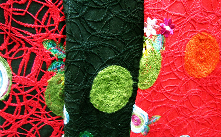 批发法兰呢电脑绣花面料 秋冬款时尚服装旗袍布料 老年旗袍面料