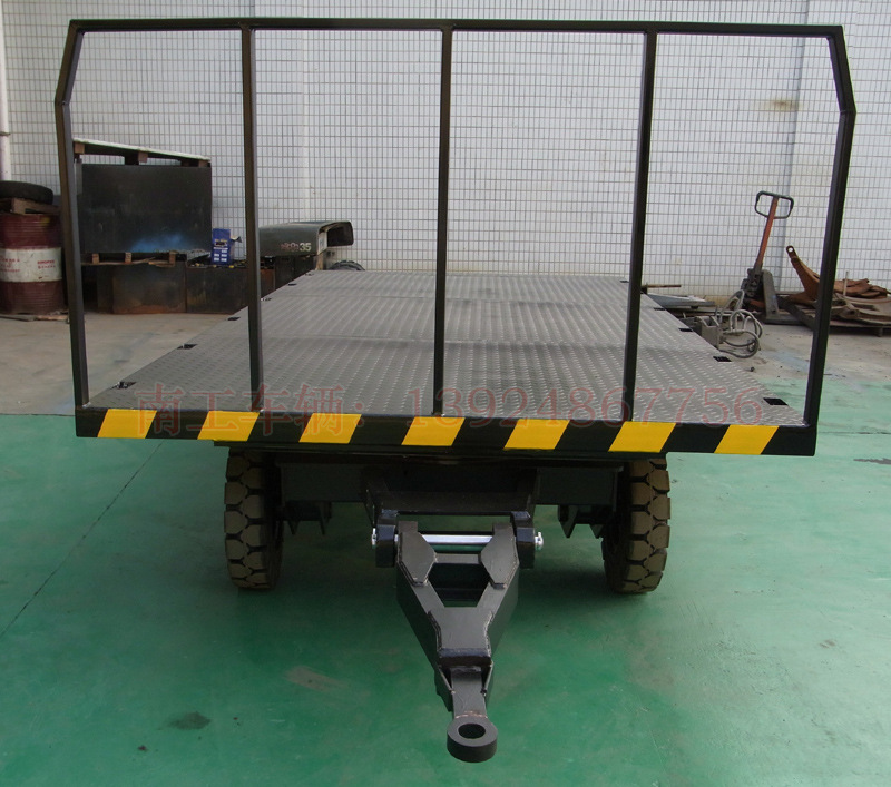 五金材料厂内周转运输平板拖车 6T平板拖车 护栏平板拖车