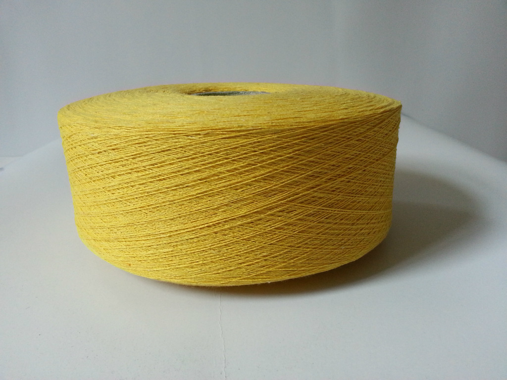 现货供应10S鲜黄气流纺再生棉纱线