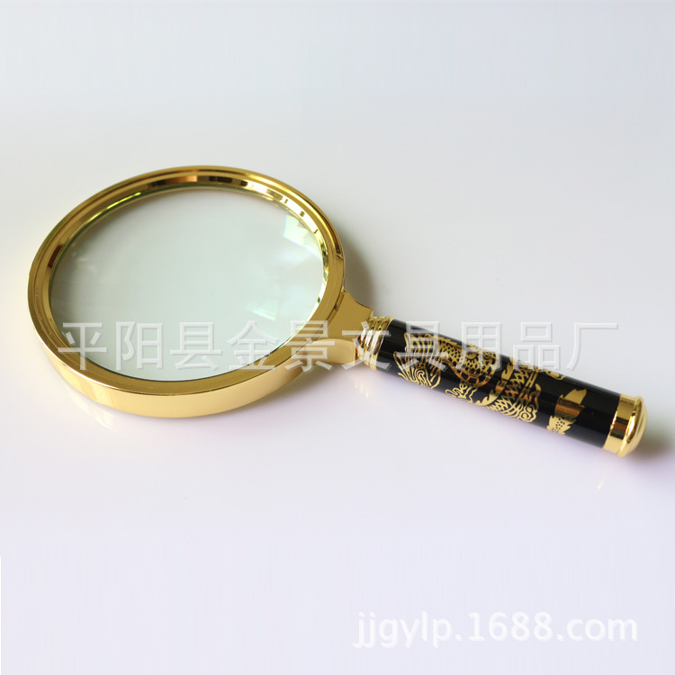 厂家供应龙柄放大镜【直径60mm‖金边】手持式老年人阅读放大镜