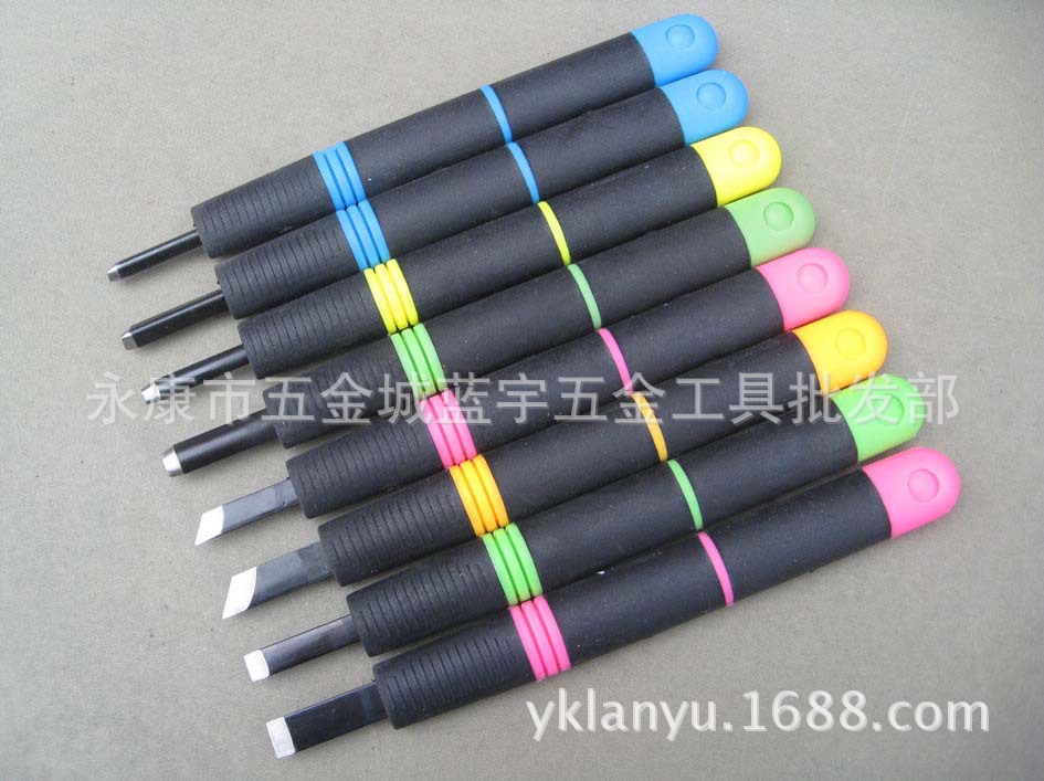 8PC双色塑柄木工雕刻刀木雕刀木刻刀进口SK5碳素钢刀头