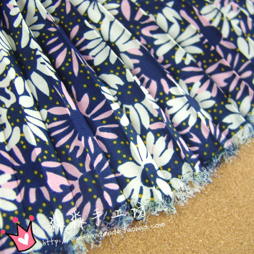 出口布料 蓝紫色菊花碎花风琴褶百褶皱 不透水洗韩国绒雪纺裙面料
