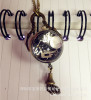 Classic retro small pocket watch with tassels, necklace, accessory