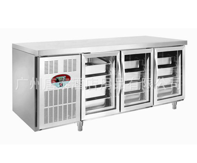 酒店用品厨房制冷设备GN1800AR3H-S豪华款卧式三玻门GN风冷冷藏台