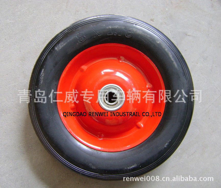 供应8*1.75'橡胶实心轮子 200*45MM橡胶轮 8寸橡胶轮 胶粉轮