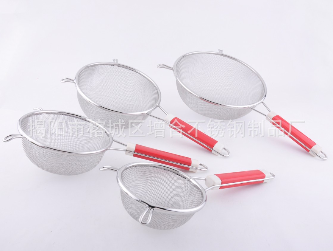 红柄不锈钢炸篱网漏 酒店厨房用品 厨具油格过滤匙批发|ru