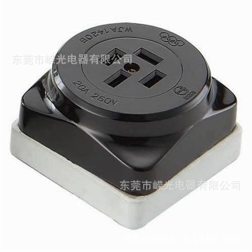 WJA-1420B 4P 半磁明装插座 20A 四孔接线插座 4位电木插座
