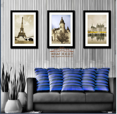 modern Framed painting Europe Architecture Beautiful scenery a living room Hotel rooms decorate wall Hanging picture Eiffel Tower