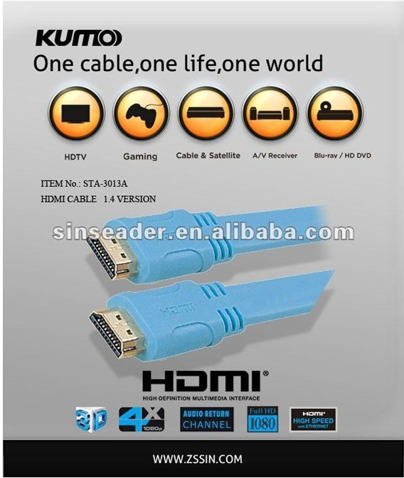 厂家供应HDMI扁线，工程HDMI扁线1.4版本，支持3D.以太网