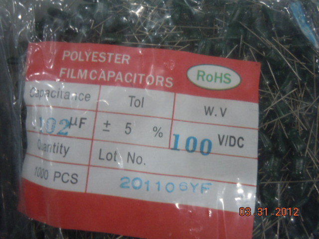 涤纶电容 102UF 5% 100V