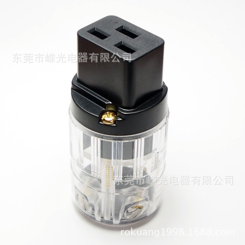 C19R IEC C19 品字尾镀金音响插头 镀银/镀铑碳纤皮革铝壳音响头