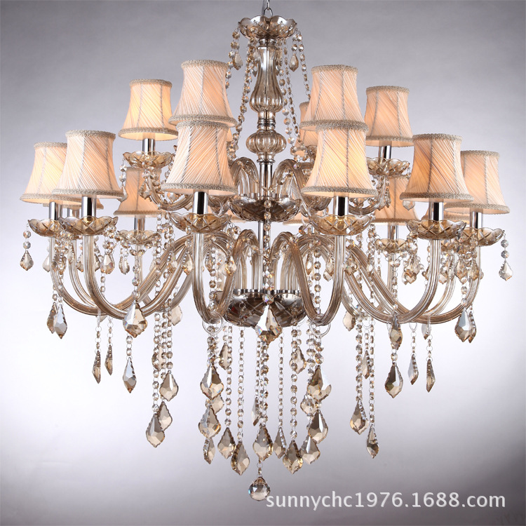 12 + 6 de doble capa de araña de cristal de coñac 18-cabeza de la lámpara de la vela adecuado para el hotel sala de estar sala de exposiciones KTV