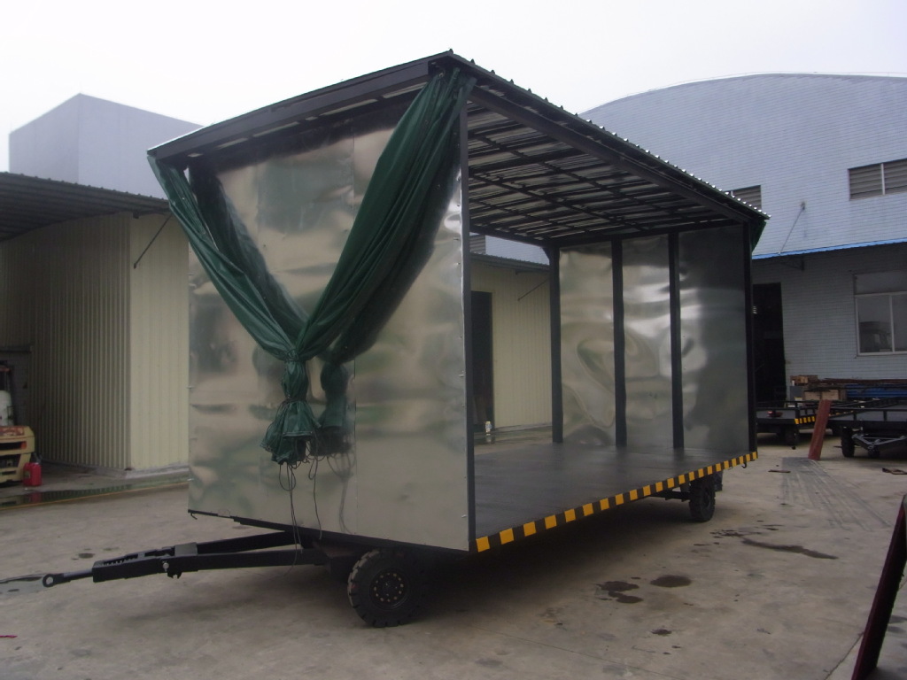 5T带不锈钢雨棚平板拖车，加长加宽防雨式平板拖车