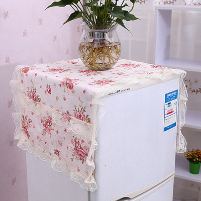 jly Korean Countryside Fabric art Oil pollution Refrigerator cover Storage Double Door Refrigerator Cover head-cover or veil for the bride at a wedding dustproof