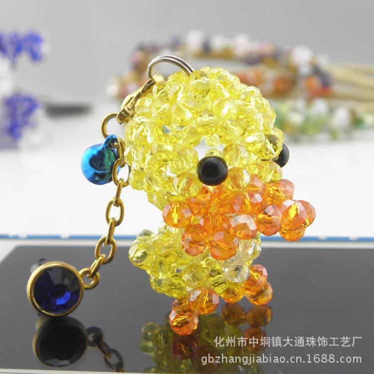〖厂家定制串珠挂件小饰品 水晶串珠小黄鸭成品|ru