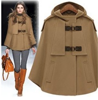 Fashionable cap cape overcoat woolen jacket