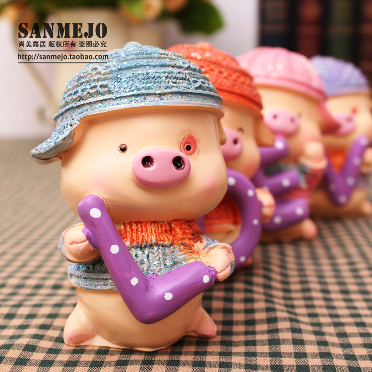【Love 尚美嘉】田园彩绘娃娃/树脂工艺品礼品/love小猪大号摆件|ms