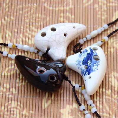 正品古韵6孔陶笛- 六孔超高音D调瓷埙 冰裂釉迷你型瓷笛 送配件|ru