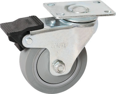 脚轮 3寸人造胶万向带刹车轮静音轮TPR轮优冠脚轮厂家直销橡胶轮