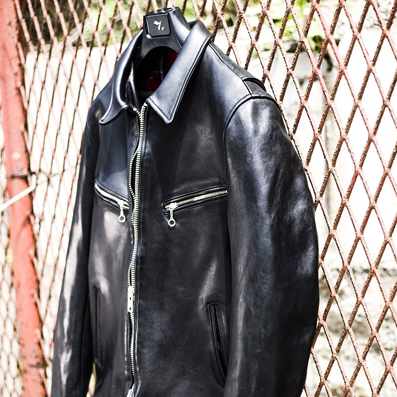 Men's genuine leather jacket, Japanese import, punk style, zip pockets, black, M–XXXL