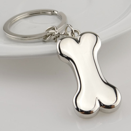 Creative bone metal keychain, customized puppy bone key pendant, anti-lost, cute little animal school bag pendant