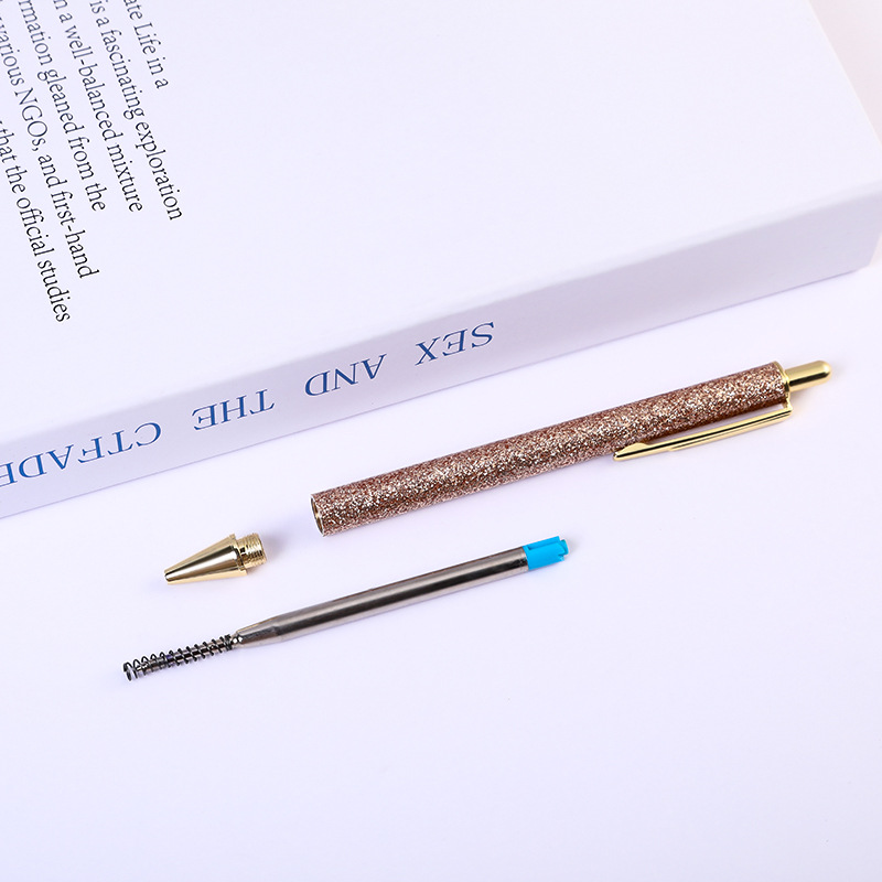 Suministro directo de fábrica de metal bolígrafo prepucio brillo polvo creativo modelado brillo prensa bolígrafo letras logo
