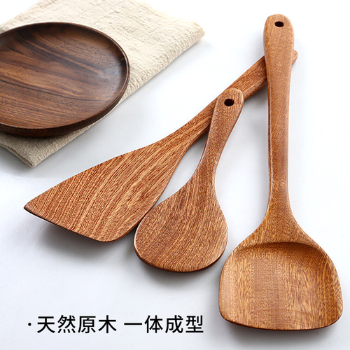 Wooden shovel non-stick pot ebony household high temperature resistant cooking shovel wooden spoon spatula engraved LOGO