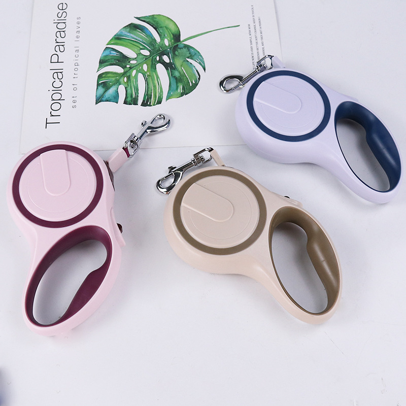 Correa retráctil automática para perros, disponible en stock, entrega rápida, correa de poliéster bicolor a prueba de explosiones, suministros para mascotas al por mayor