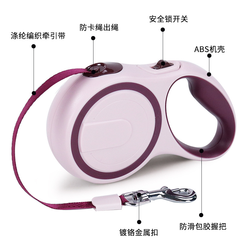 Correa retráctil automática para perros, disponible en stock, entrega rápida, correa de poliéster bicolor a prueba de explosiones, suministros para mascotas al por mayor