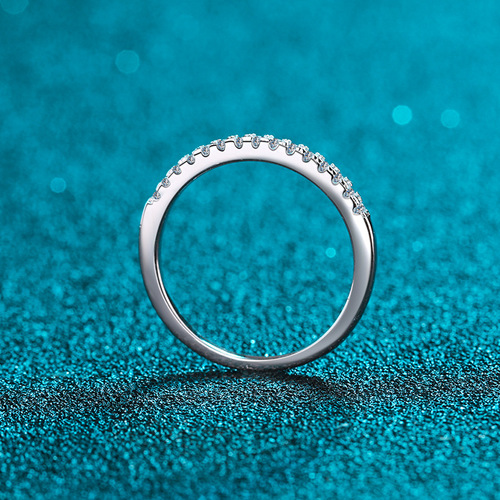 S925 sterling silver plated pt950 gold inlaid moissanite row ring full diamond ring female manufacturer direct supply one piece drop shipping