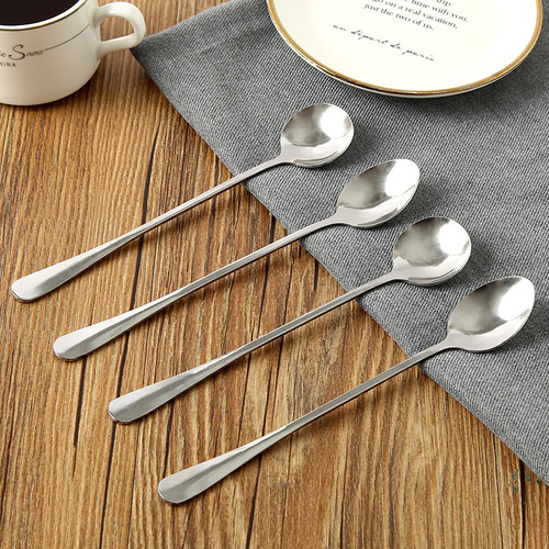 Stainless steel thickened Western-style spoon set, long round cute, dessert, rice spoon, soup spoon, soup spoon, fork, chopsticks, soup spoon