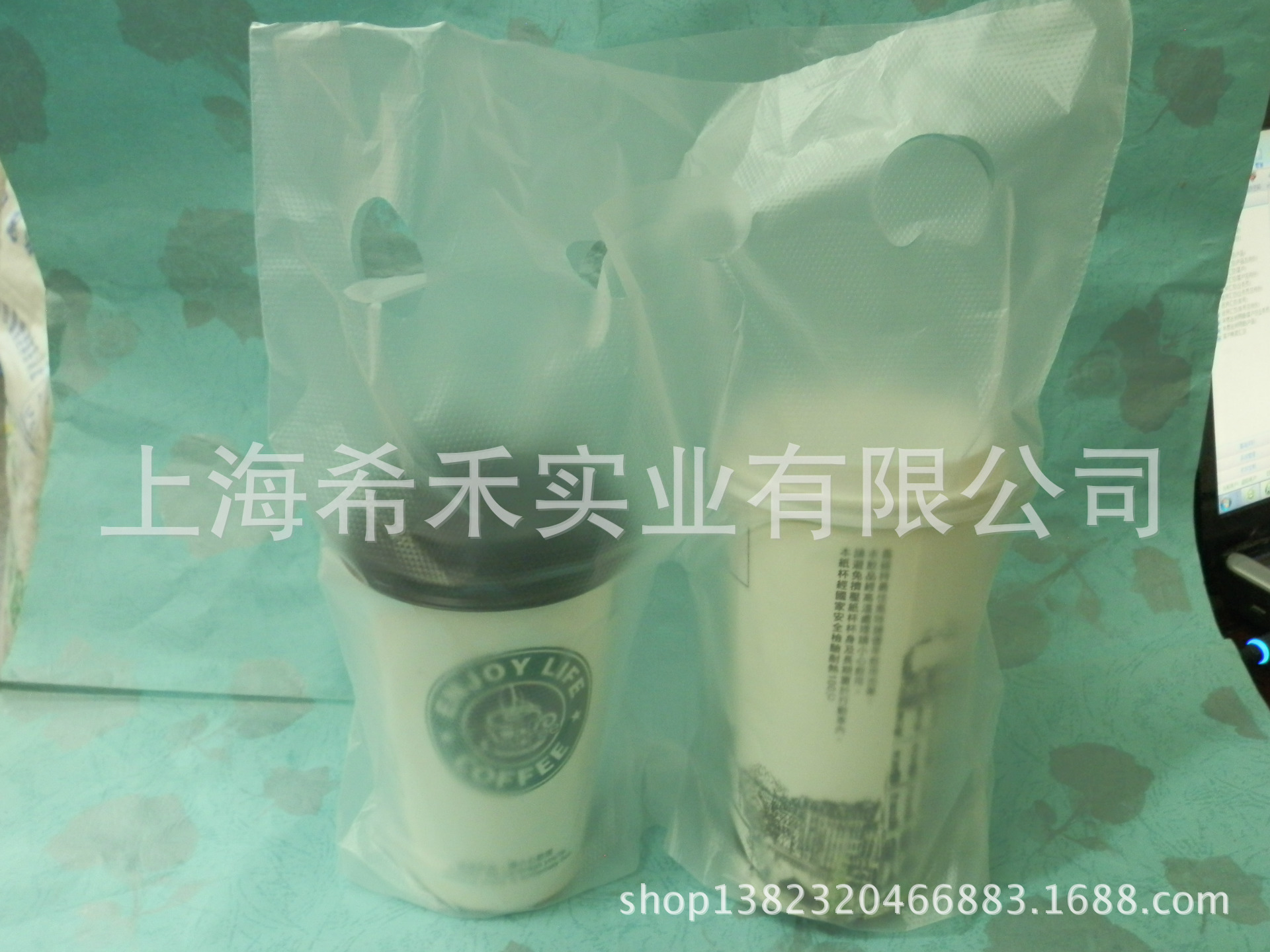 一次性透明塑料袋分隔外卖袋/奶茶打包袋/加厚手提二杯袋两杯袋