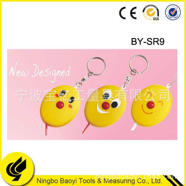 厂家供应椭圆形迷你卷尺 ABS塑料壳可伸缩卷尺 卡通LOGO测量尺