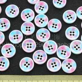 手工DIY配件扣子 树脂扣衬衫扣 透明珠光亮彩条纹 13mm
